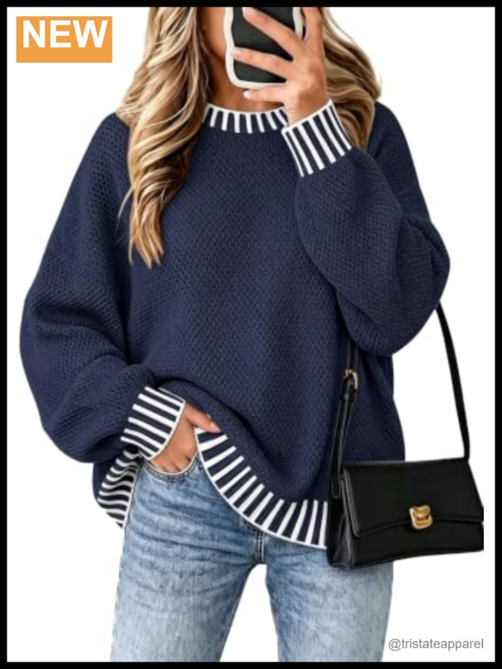 Women Oversized Knit Pullover Sweater Tunic Batwing Sleeve